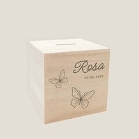 Houten spaarpot - Vlinder