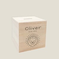 Houten spaarpot - Leeuw