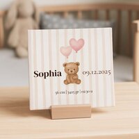 Geboortetegel - Beer Roze