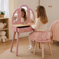 Houten kaptafel groot - Roze - Essentials - Little Dutch