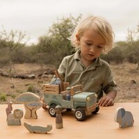Houten safari auto met dieren - Groen - Little Dutch