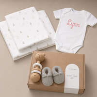 Kraamcadeau Box met Naam en Babyslofjes