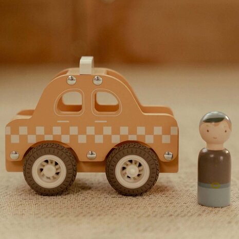 Houten taxi &ndash; Geel &ndash; Essentials - Little Dutch