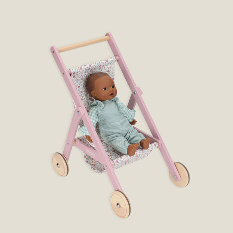 Houten poppenbuggy - Roze - Essentials - Little Dutch