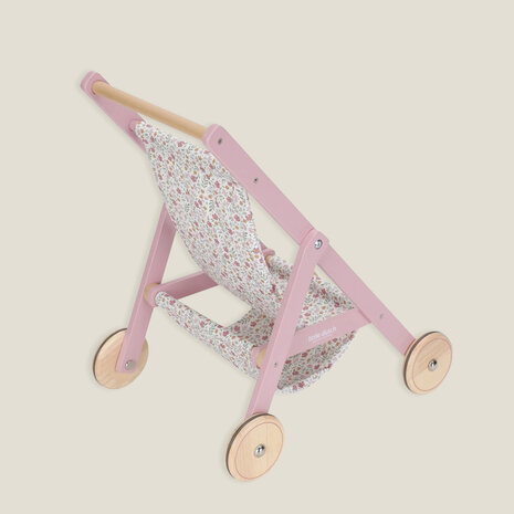 Houten poppenbuggy - Roze - Essentials - Little Dutch