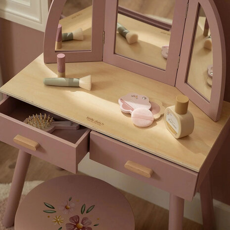 Houten kaptafel groot - Roze - Essentials - Little Dutch