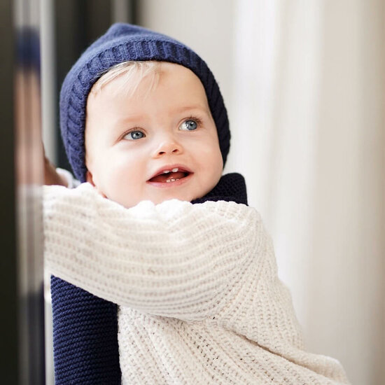 Babymuts met sjaal - Navy