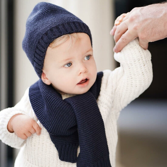 Babymuts met sjaal - Navy