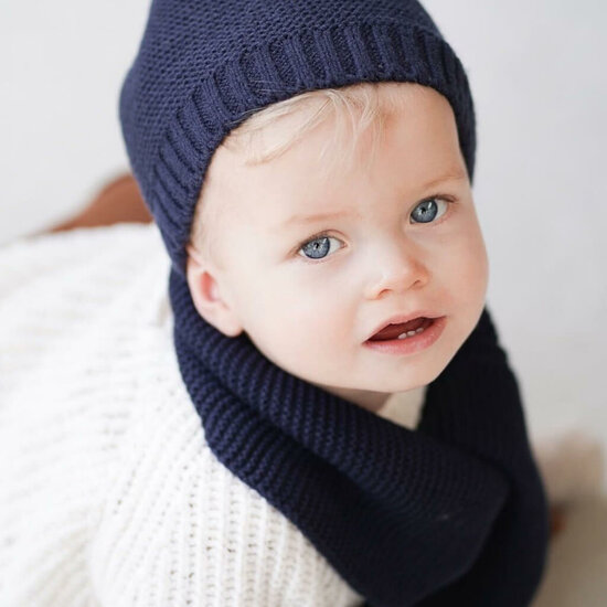 Babymuts met sjaal - Navy