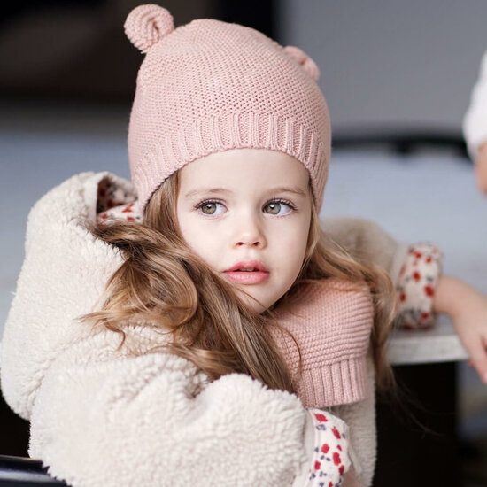 Babymuts met sjaal - Pink