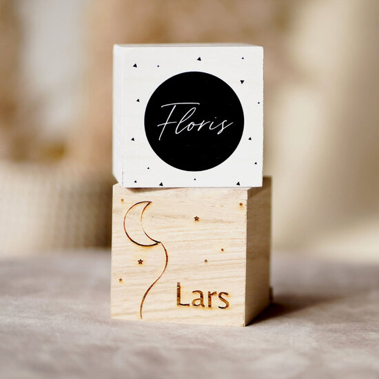 Houten spaarpot met naam