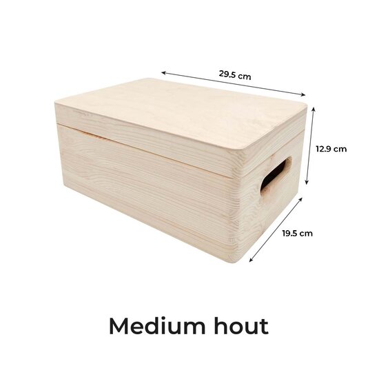 dynamisch draadloze comfortabel OPBERGBOX MET DEKSEL. Houten opbergbox met naam.