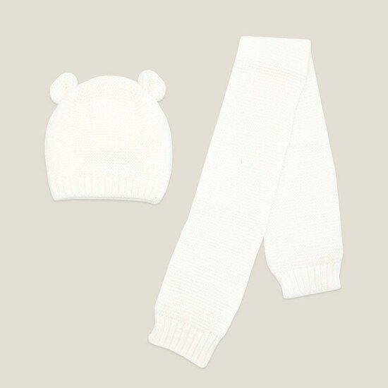 Babymuts met sjaal - Off White