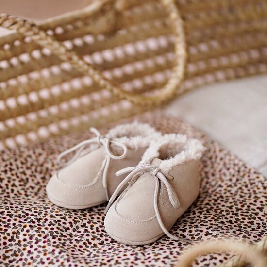 Babyschoentjes leer gevoerd - Beige