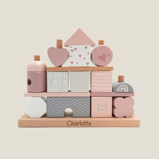 Stapelblokken huis - Label Label