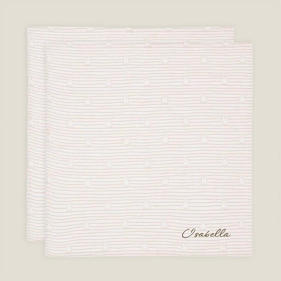 Hydrofiele doeken Jollein - Miffy Stripe (Biscuit) - 2 stuks