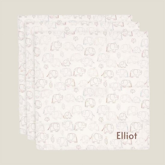 Hydrofiele doeken Jollein - Elephant Tales - 3 stuks