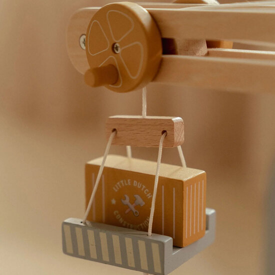 Houten hijskraan - Treinbaan - Little Dutch