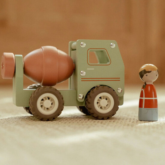 Houten cementwagen &ndash; Groen &ndash; Essentials - Little Dutch