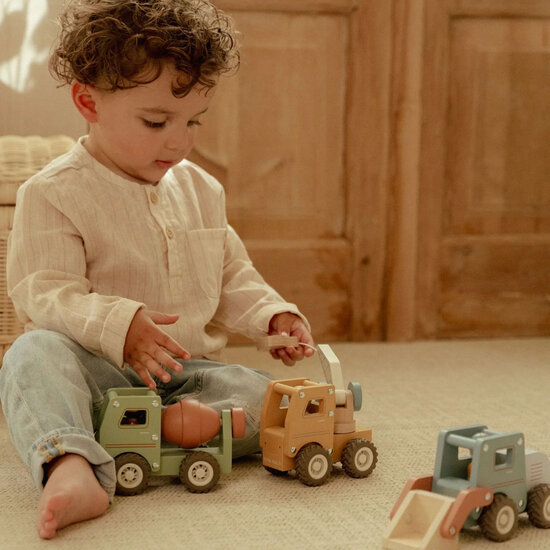 Houten cementwagen &ndash; Groen &ndash; Essentials - Little Dutch