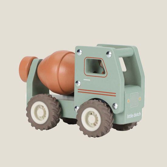 Houten cementwagen &ndash; Groen &ndash; Essentials - Little Dutch