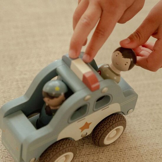 Houten politiewagen &ndash; Blauw &ndash; Essentials - Little Dutch