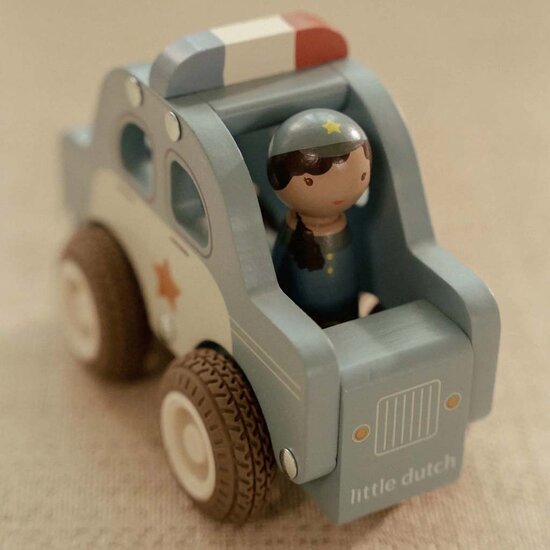 Houten politiewagen &ndash; Blauw &ndash; Essentials - Little Dutch