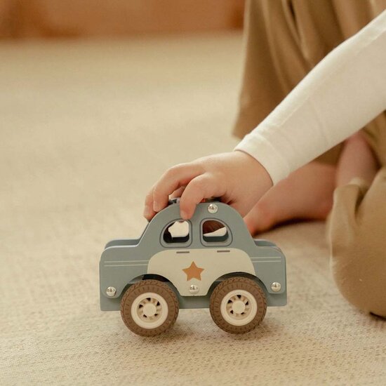 Houten politiewagen &ndash; Blauw &ndash; Essentials - Little Dutch