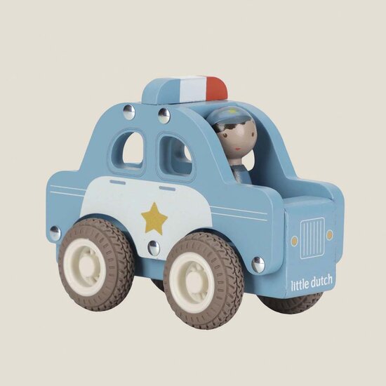 Houten politiewagen &ndash; Blauw &ndash; Essentials - Little Dutch