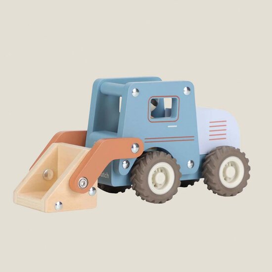 Houten bulldozer &ndash; Blauw &ndash; Essentials - Little Dutch