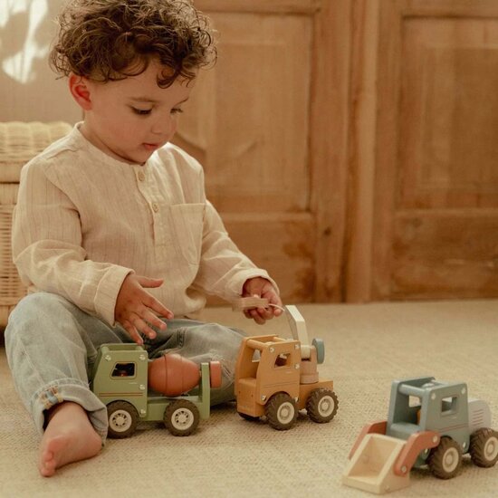 Houten bulldozer &ndash; Blauw &ndash; Essentials - Little Dutch