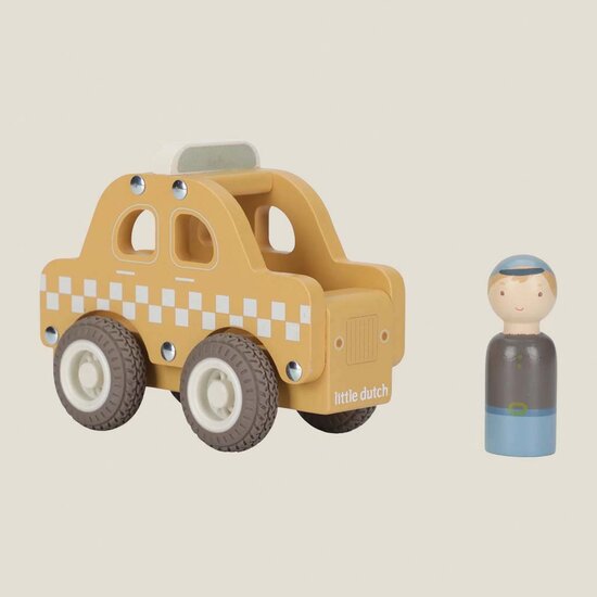 Houten taxi &ndash; Geel &ndash; Essentials - Little Dutch