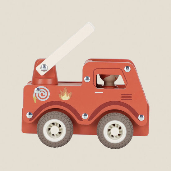 Houten brandweerwagen &ndash; Rood &ndash; Essentials - Little Dutch