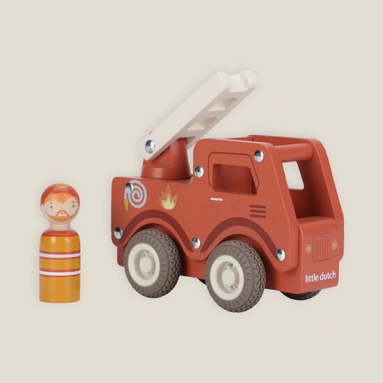 Houten brandweerwagen &ndash; Rood &ndash; Essentials - Little Dutch