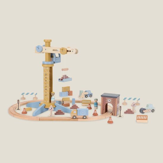 Houten hijskraan - Treinbaan - Little Dutch