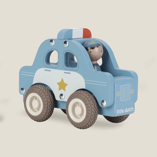 Houten politiewagen &ndash; Blauw &ndash; Essentials - Little Dutch