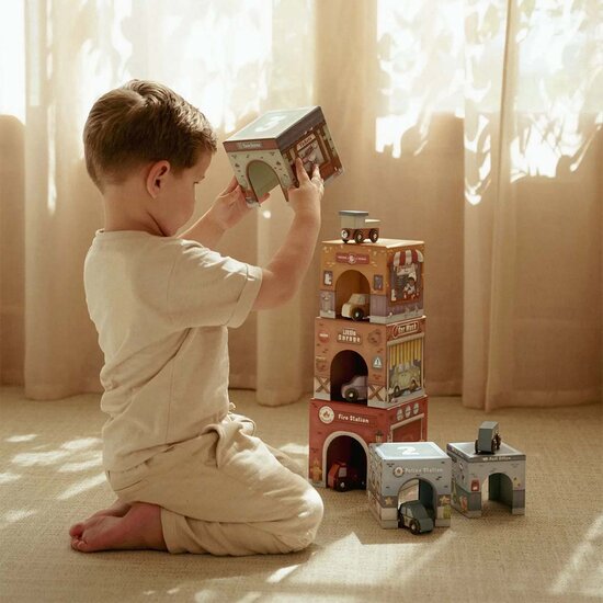 Stapelblokken met auto&#039;s &ndash; Meerkleurig &ndash; Essentials - Little Dutch