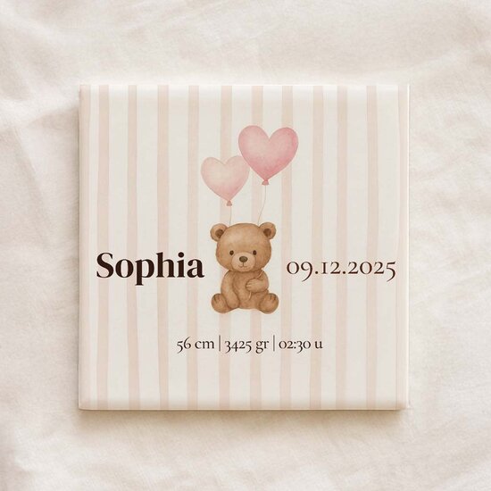 Geboorte tegel&nbsp;- Beer Roze