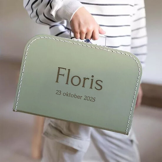 Kinderkoffertje met naam - Sage Green
