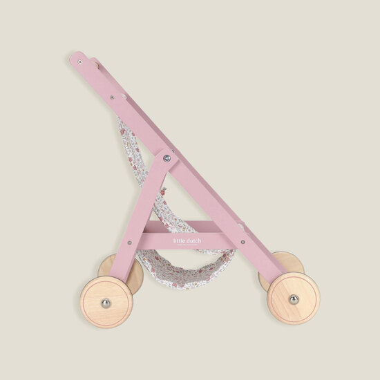 Houten poppenbuggy - Roze - Essentials - Little Dutch