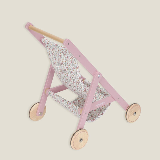 Houten poppenbuggy - Roze - Essentials - Little Dutch