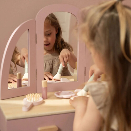 Houten kaptafel groot - Roze - Essentials - Little Dutch