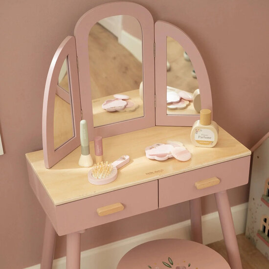 Houten kaptafel groot - Roze - Essentials - Little Dutch