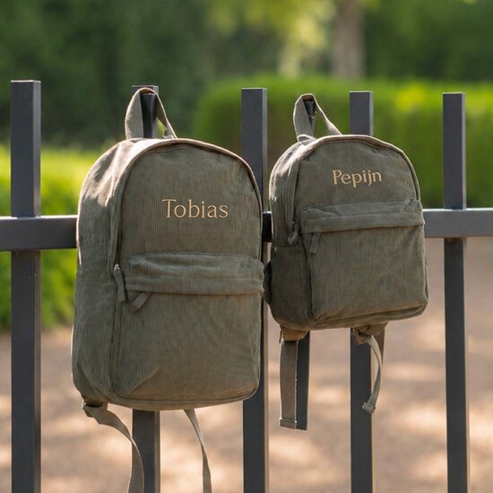Kidslabel rugzak Corduroy Large - Forest green