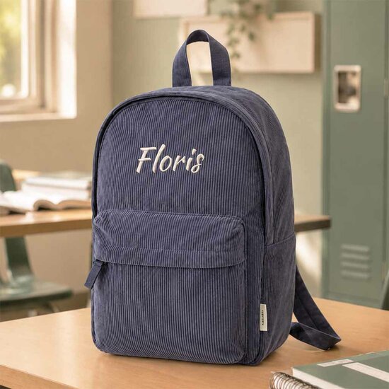 Kidslabel rugzak Corduroy Large - Grey Blue