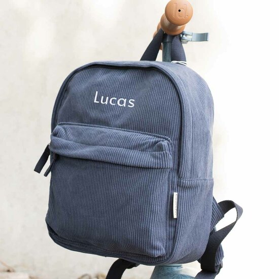 Kidslabel kinderrugzak Corduroy - Grey Blue