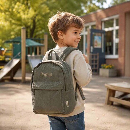 Kidslabel kinderrugzak Corduroy - Forest Green