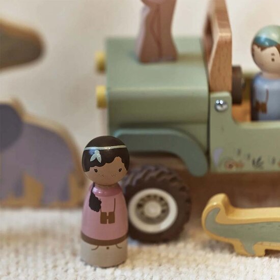 Houten safari auto met dieren - Groen - Little Dutch