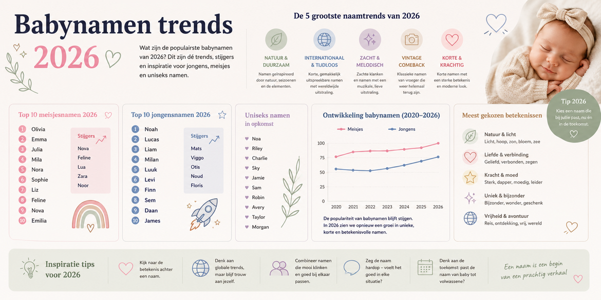 Babynamen trends 2026: Ontdek de mooie namen