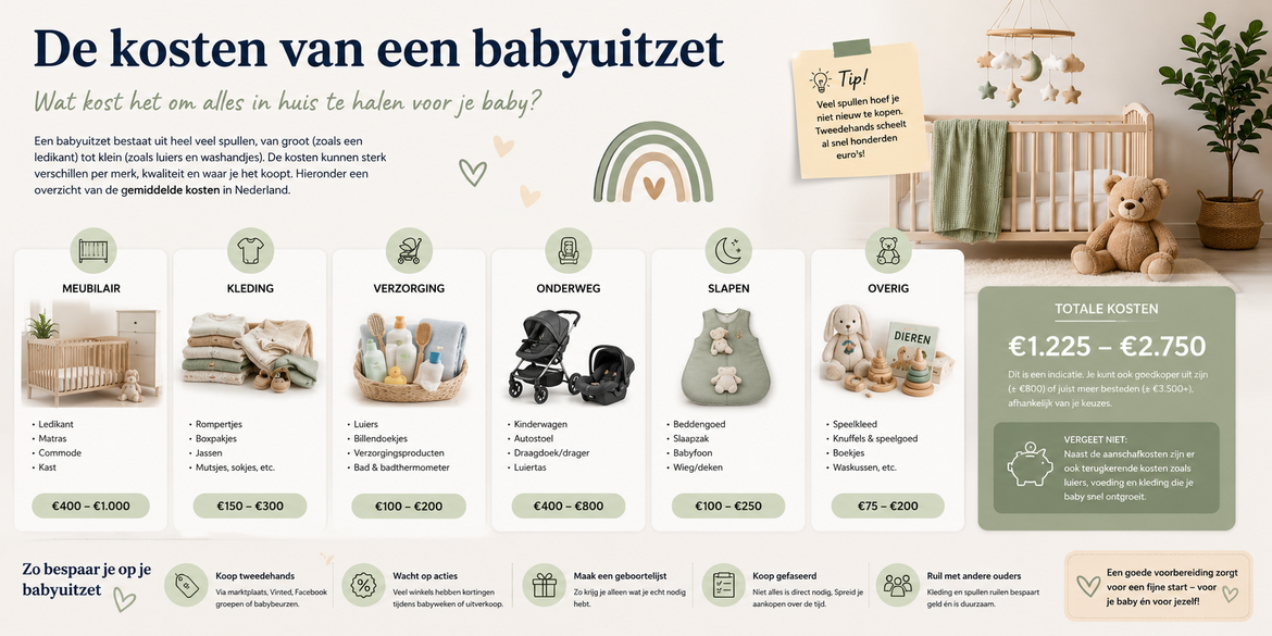 Kosten babyuitzet in 2026? Alles wat je moet weten